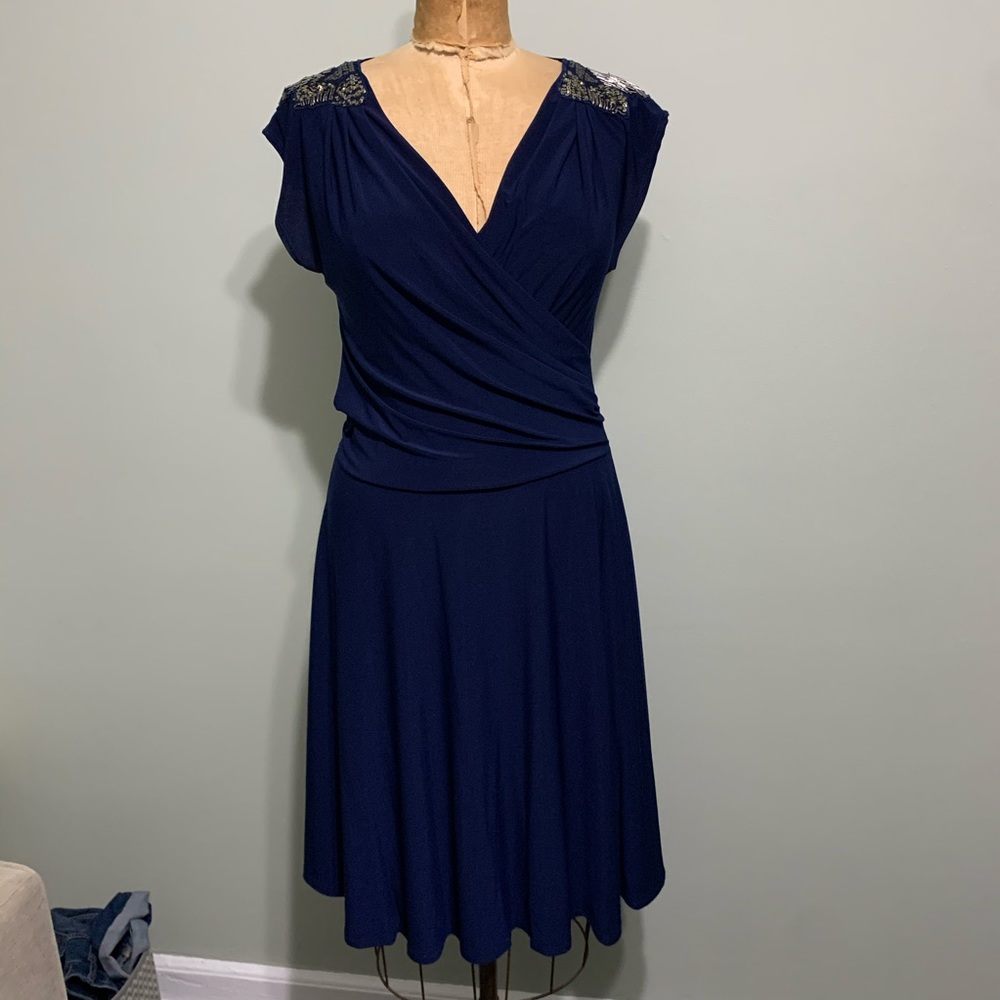 Soprano Navy Faux Wrap Dress Size 1X